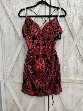 PromGirl Red Sequin Patterned Mini Dress